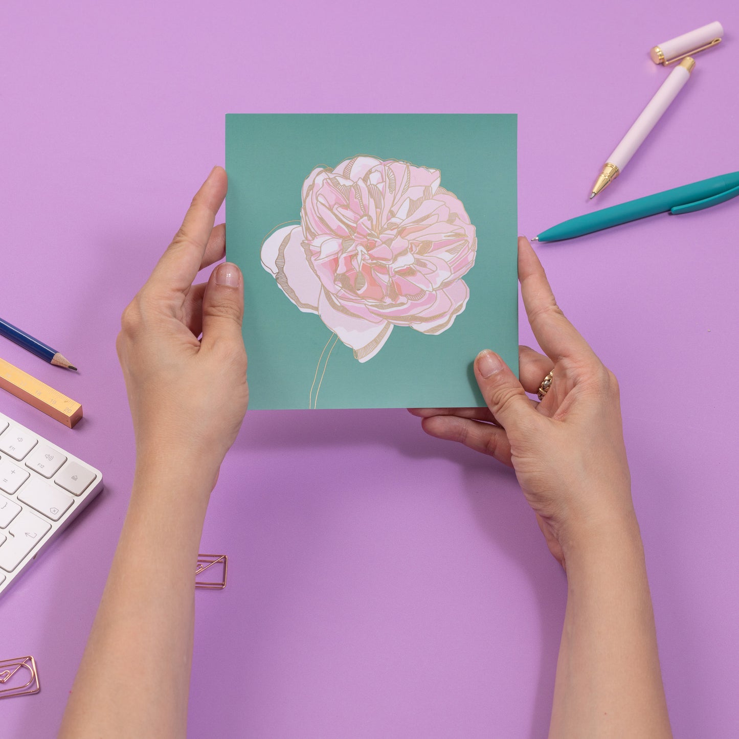 Golden Dahlia Foiled Art Print